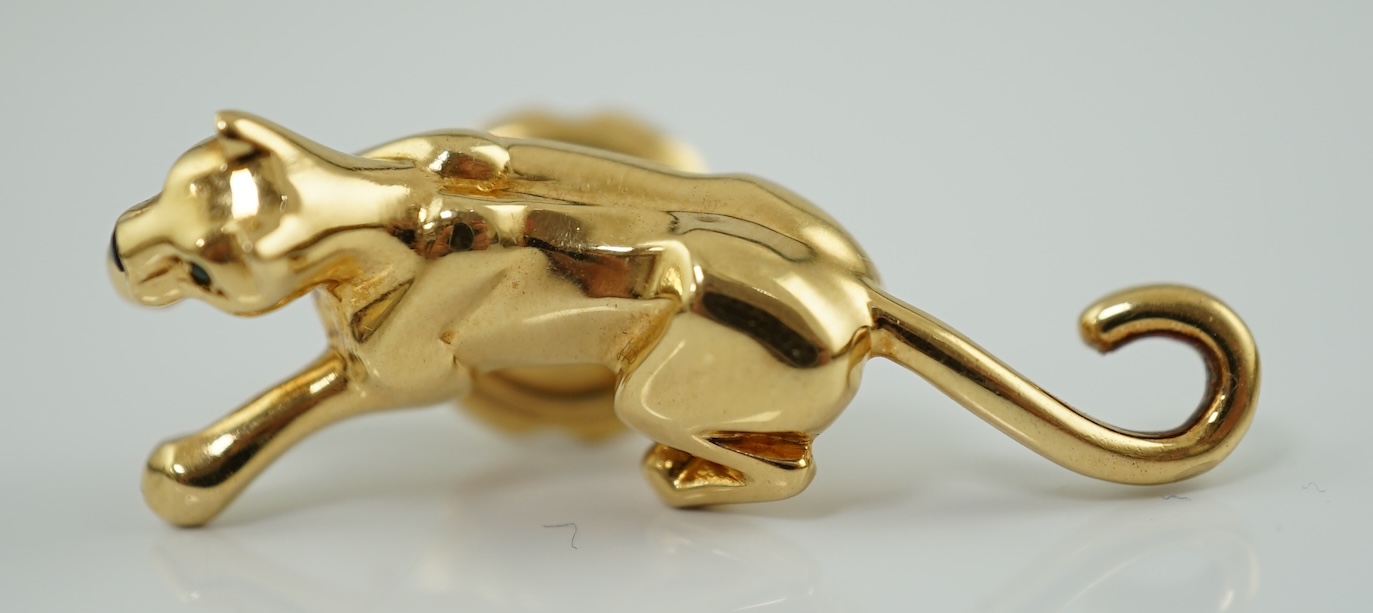 A late 1990's Cartier 18ct gold panther lapel pin